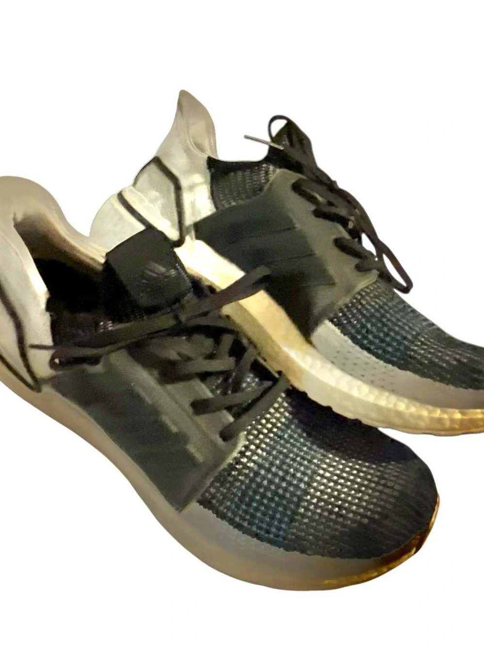 adidas Ultraboost 19 Black/Grey/Cyan Performance Running Sneakers size 12 School